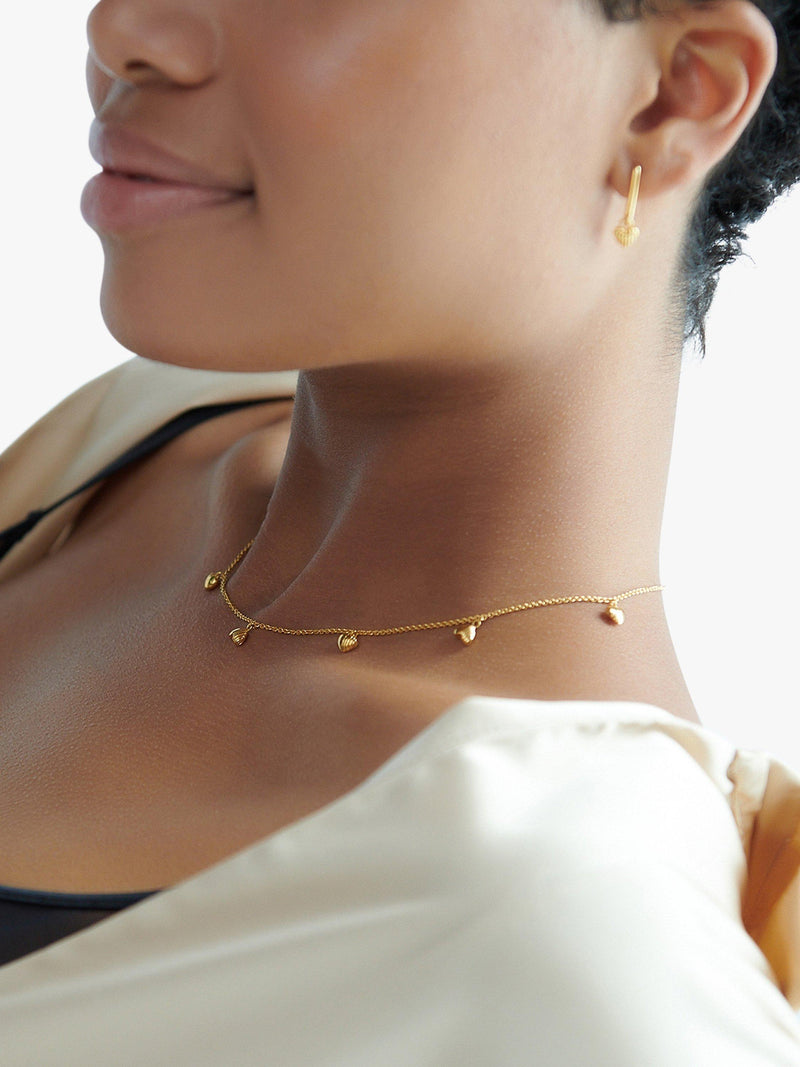 Rachel Jackson London gold plated deco hearts necklace, imported from the UK