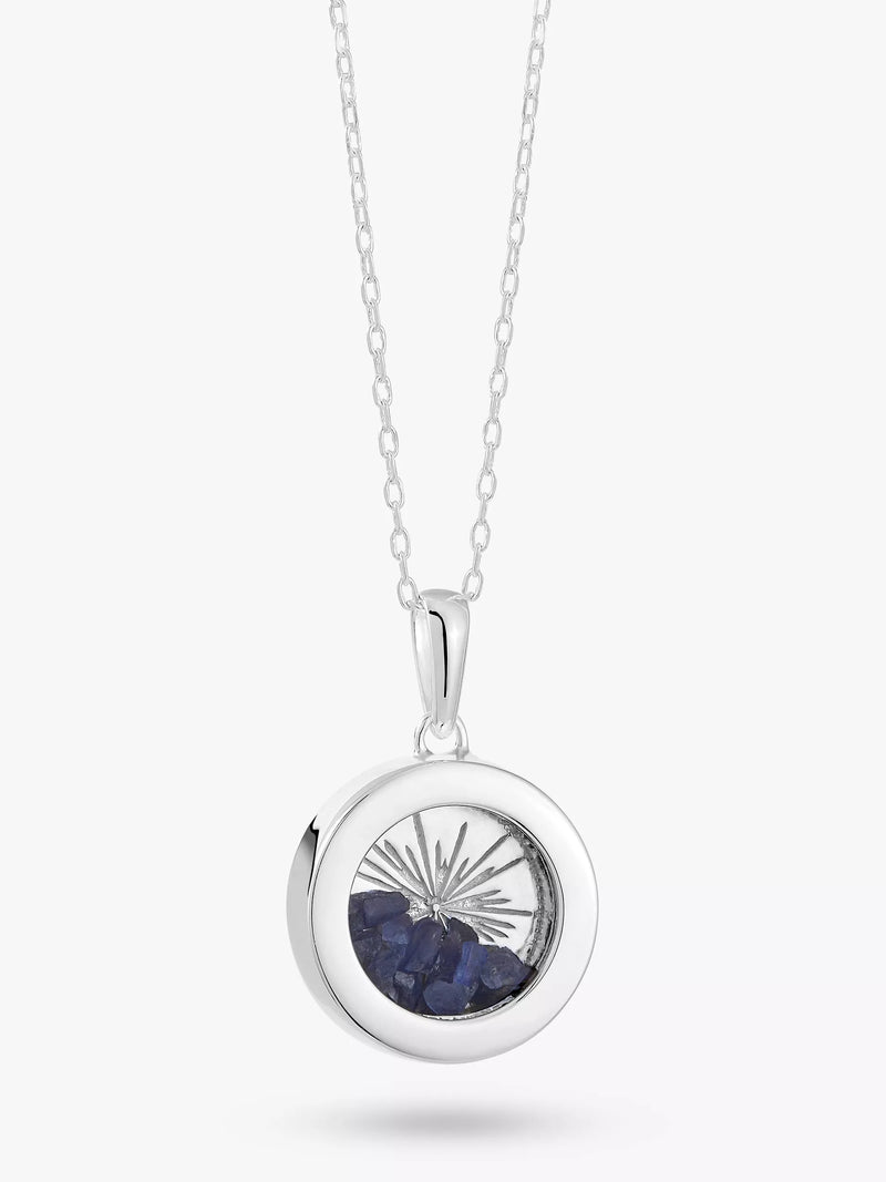 Rachel Jackson London Personalisierbares kleines Deko-Sonnen-Geburtsstein-Amulett-Halskette, Silber