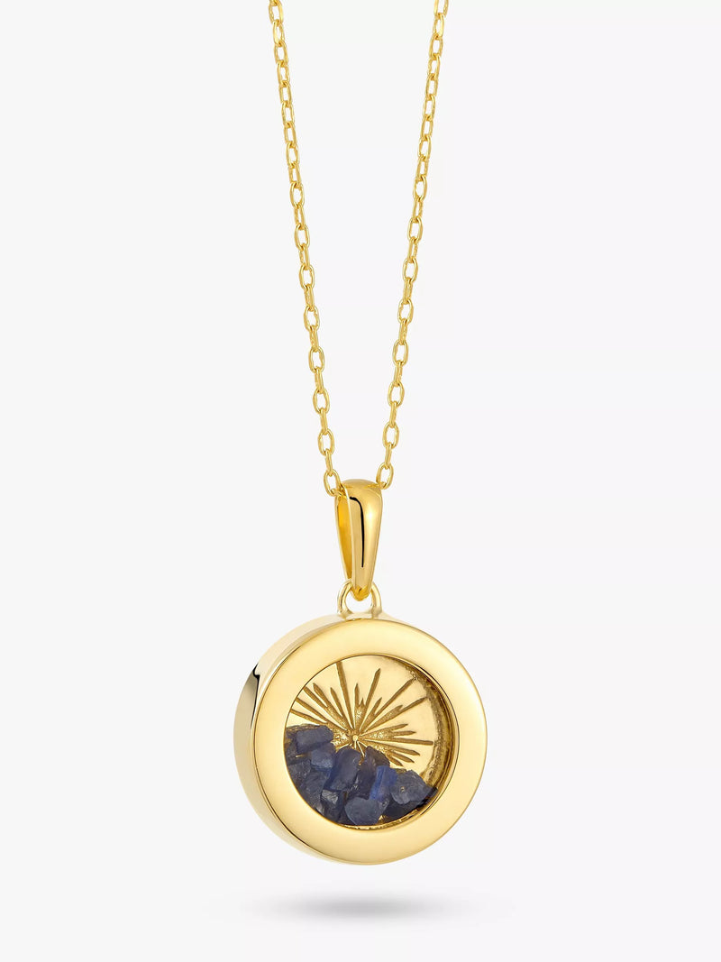 Rachel Jackson London Personalised Small Deco Sun Birthstone Amulet Necklace Gold