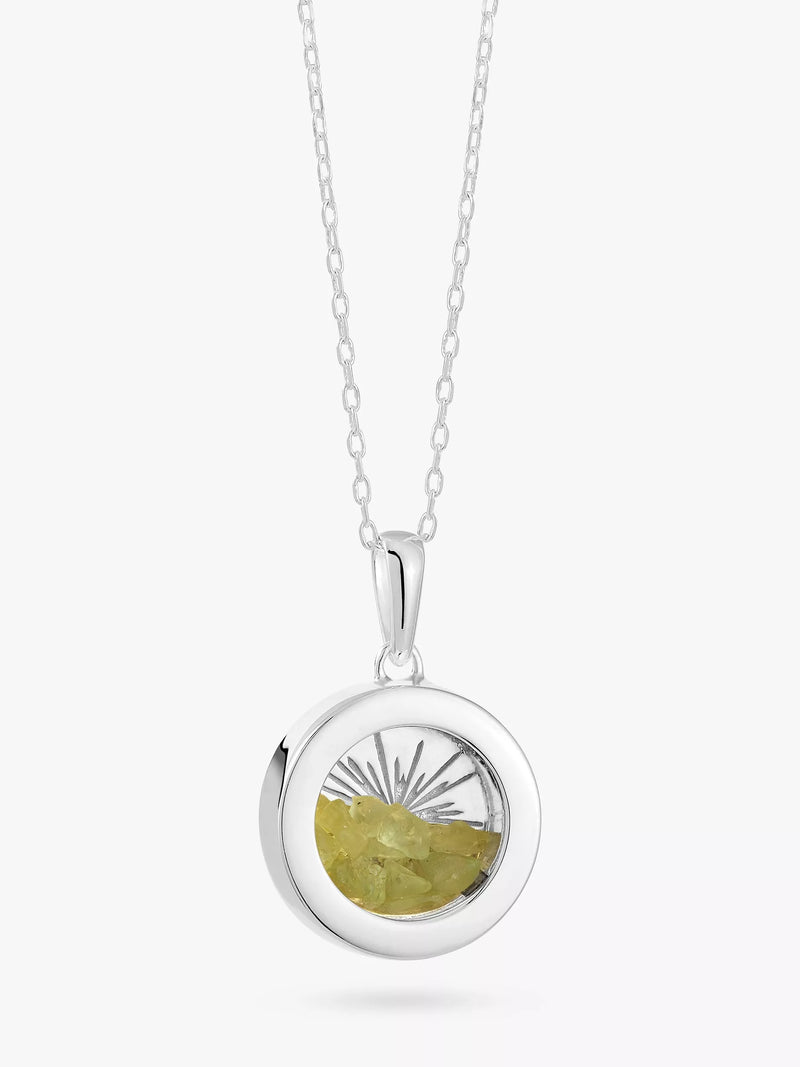 Rachel Jackson London Personalisierbares kleines Deko-Sonnen-Geburtsstein-Amulett-Halskette, Silber