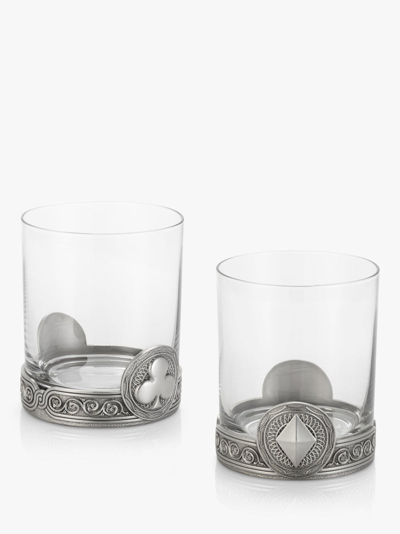 Royal Selangor glass tumblers set of 4 with pewter base, imported from the UK