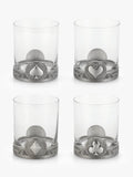 Royal Selangor glass tumblers set of 4 with pewter base, imported from the UK