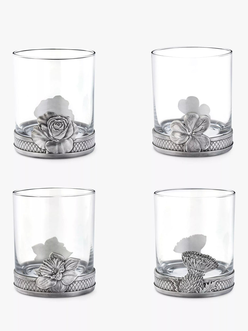 Royal Selangor Woodland tumblers pewter grey clear set of 4 300ml (British brand)