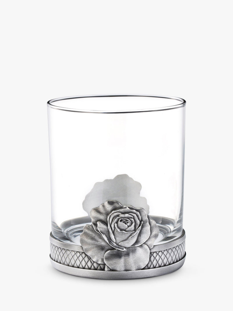 Royal Selangor rose glass tumbler 300ml with pewter base, UK version
