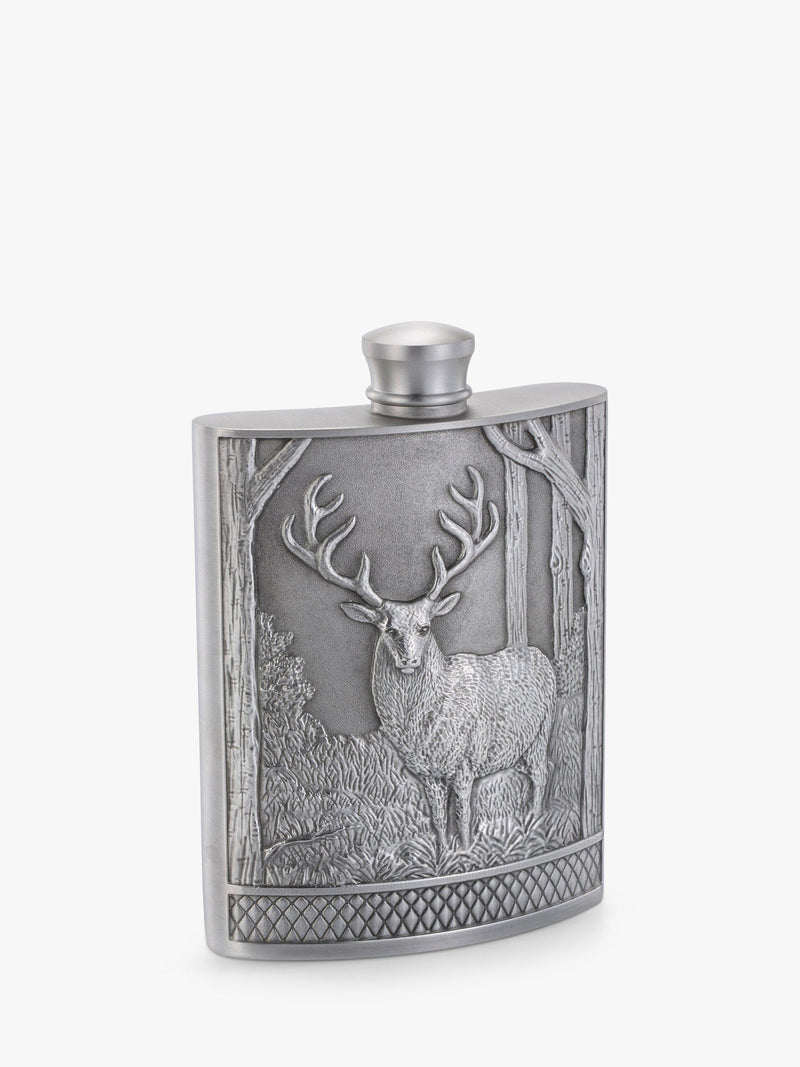 Royal Selangor pewter grey stag hip flask 165ml, imported from the UK