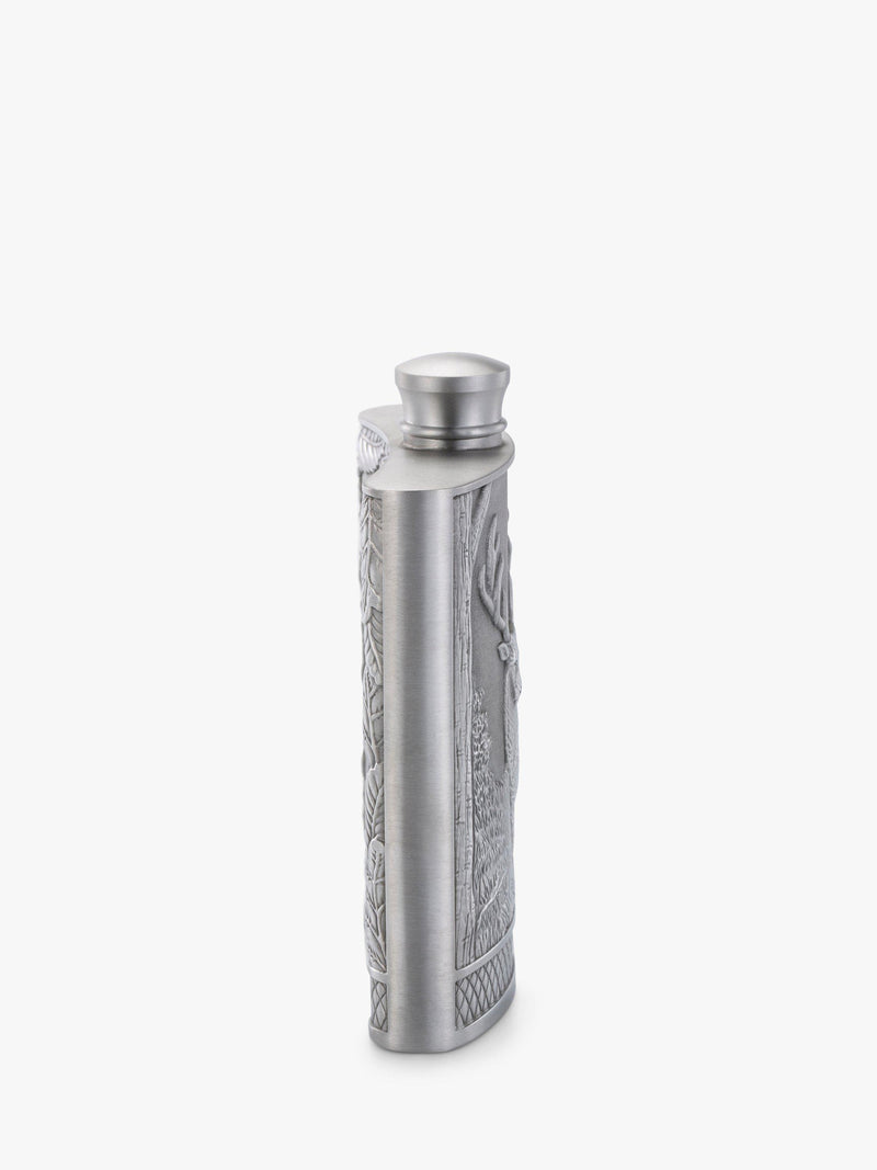 Royal Selangor pewter grey stag hip flask 165ml, imported from the UK