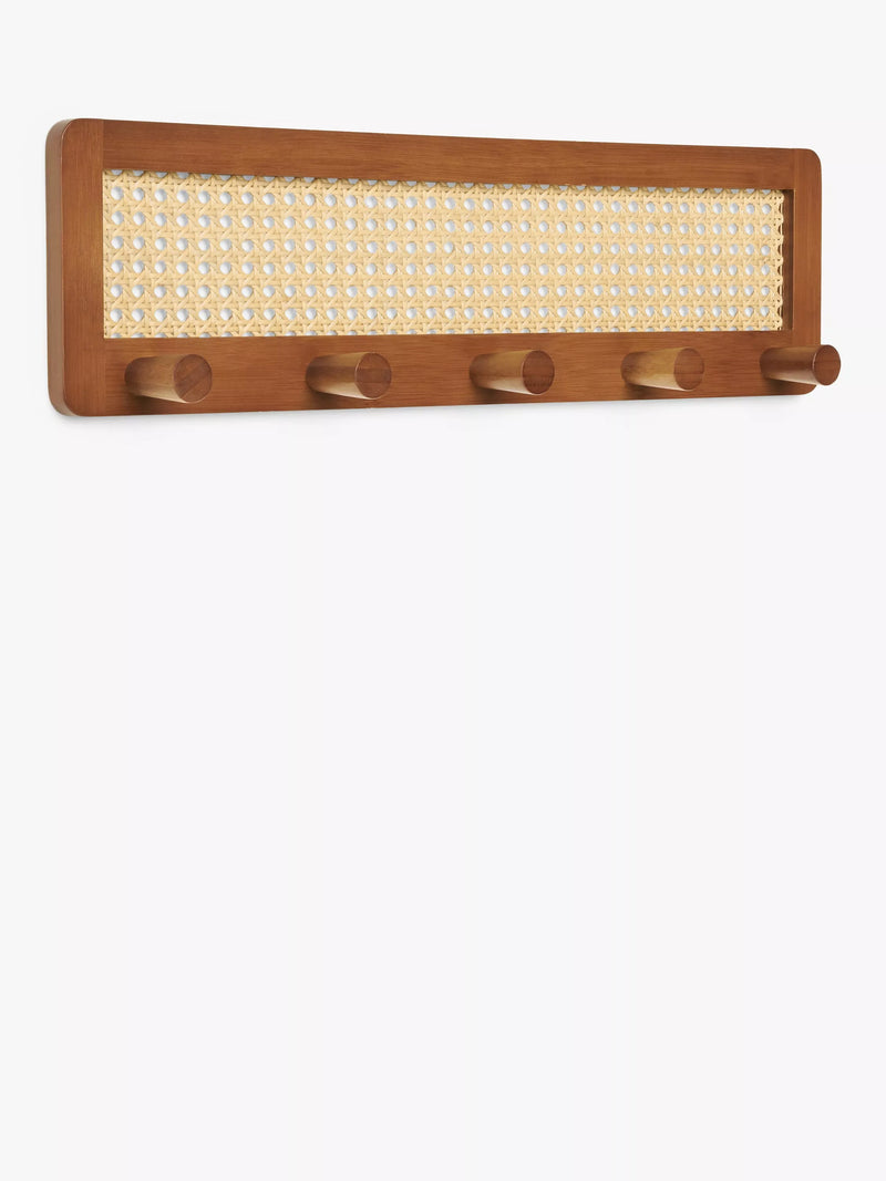 John Lewis poly rattan bamboo hanging rack 55cm wide, imported from the UK