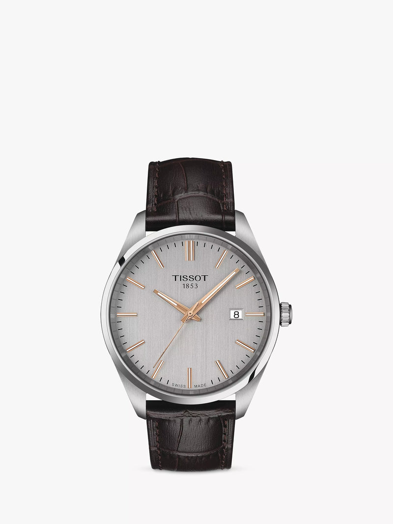 Tissot PR 100 men's watch 40mm brown leather strap (British brand)