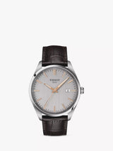 John Lewis Tissot PR 100 Date Leather Strap Watch Brown Silver- Buy online at McGrocer