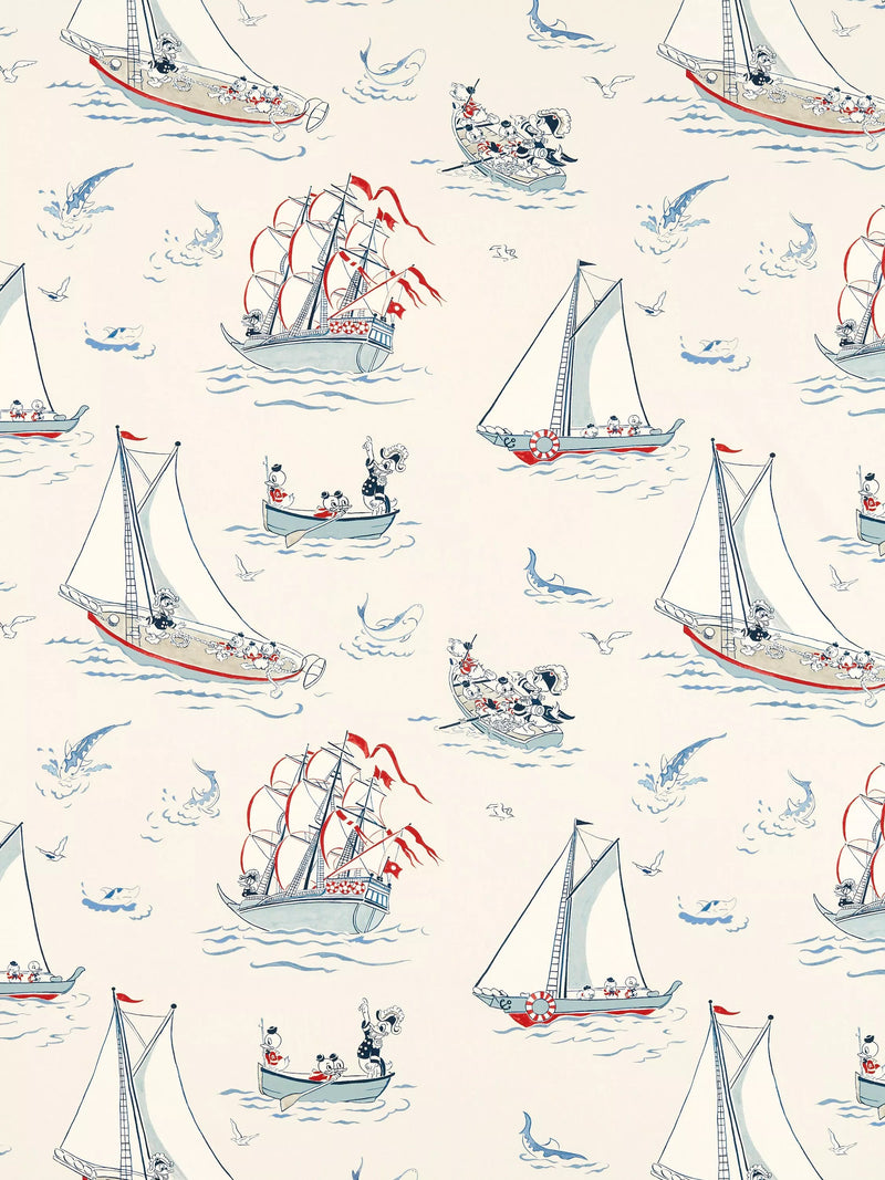 Sanderson Donald Duck nautical pattern furnishing fabric 30m roll, UK version