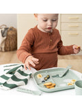 Done by Deer kids' compartment plate green - British product