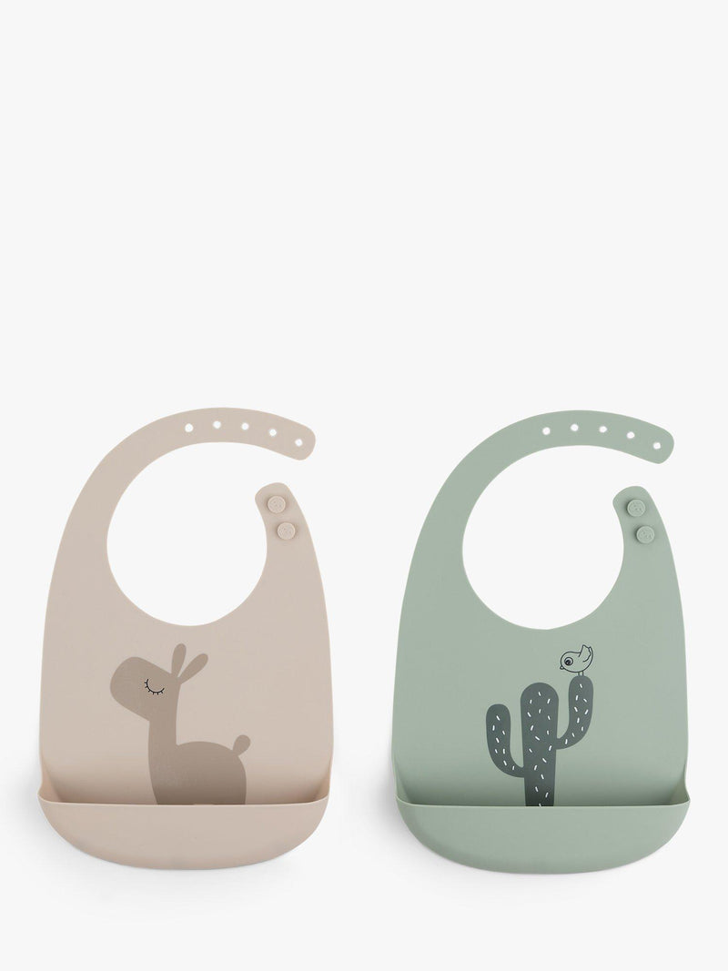 Done by Deer silicone bibs Sand/Green pack of 2 - British product