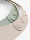 Done by Deer silicone bibs Sand/Green pack of 2 - British product