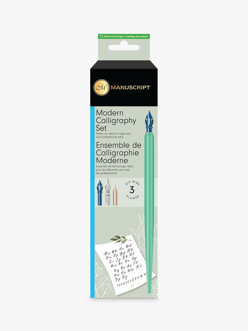 Manuscript modern calligraphy set with dip pen and nibs, UK version