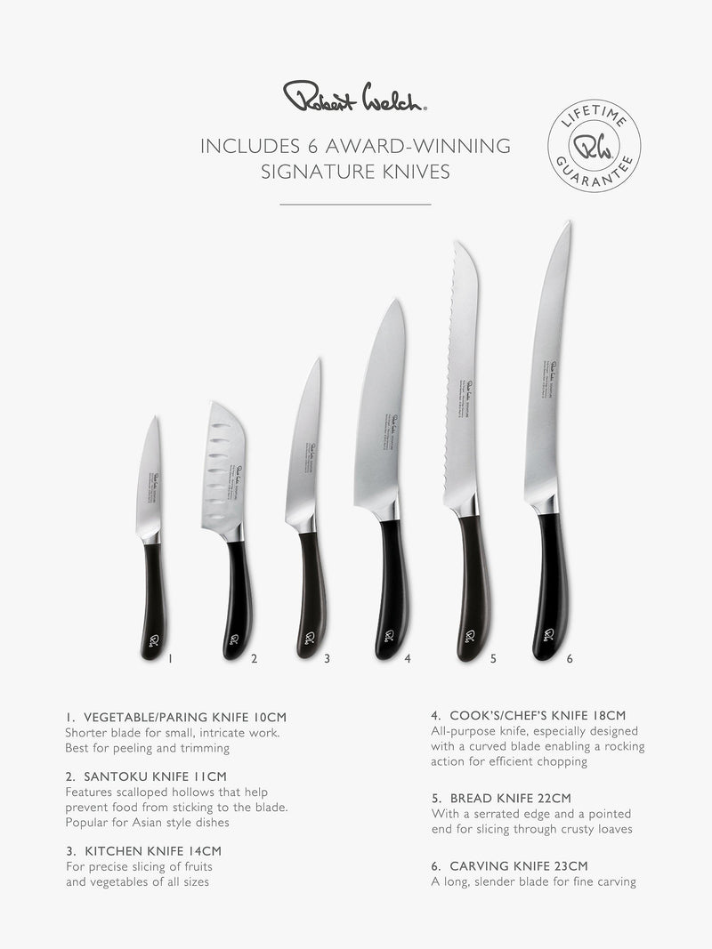 Robert Welch Signature knife block set with sharpener (British brand)