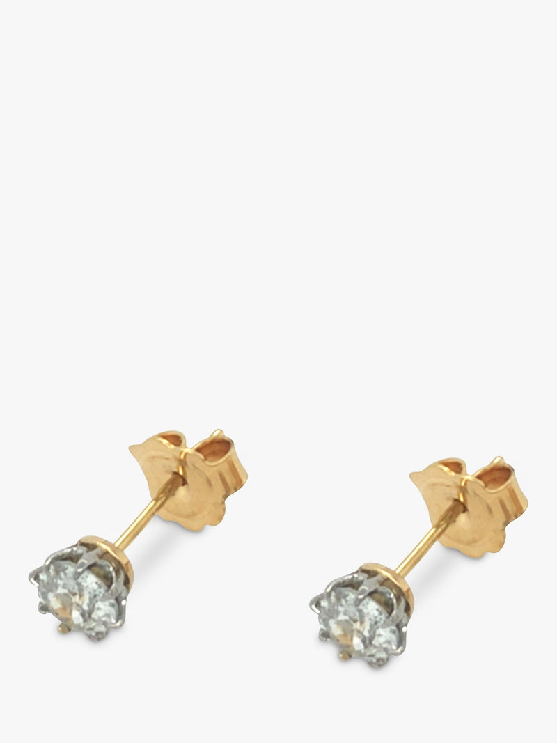 Vintage Fine Jewellery pre-loved diamond stud earrings 18ct gold (British brand)
