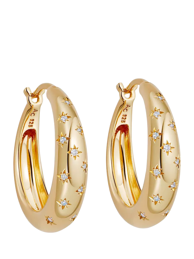 Astley Clarke Celestial North Star White Sapphire Chunky Hoop Earrings