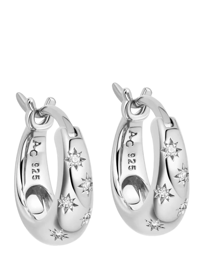 Astley Clarke weiße Saphir Huggie Creolen 1,2 cm, UK-Version