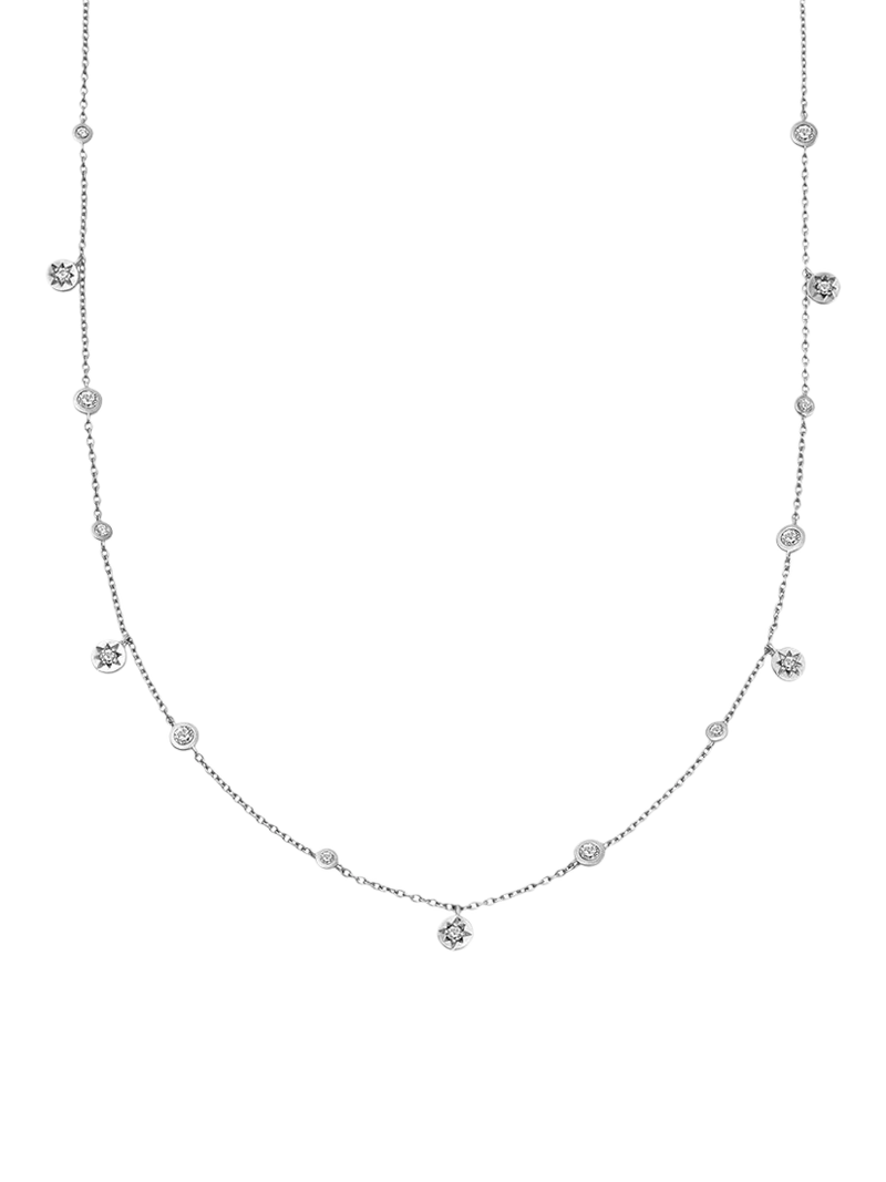 Astley Clarke Celestial North Star White Sapphire Station Necklace, Silver