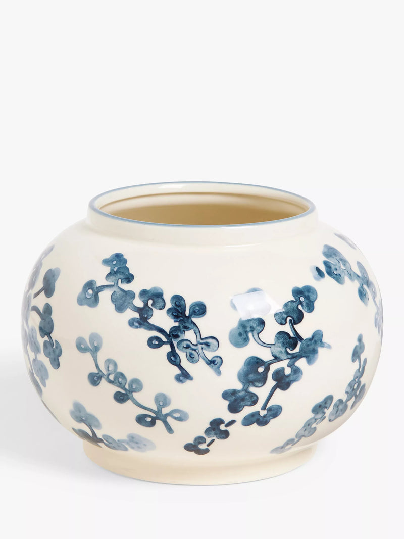John Lewis blue and white hand-painted floral vase 15cm, UK version