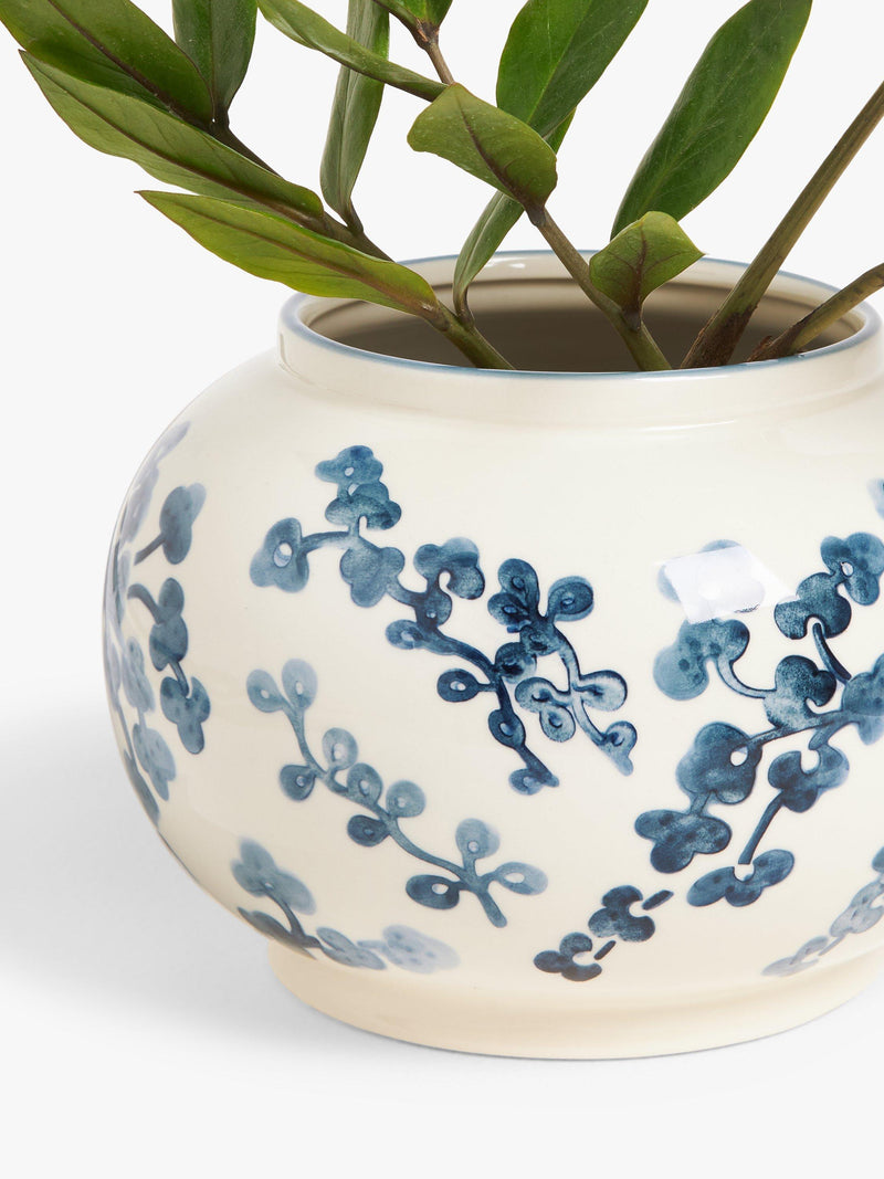 John Lewis blue and white hand-painted floral vase 15cm, UK version