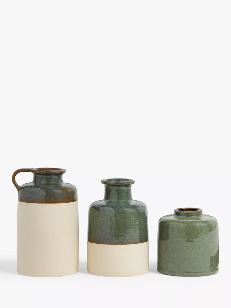 John Lewis set of three green bud vases (British brand)