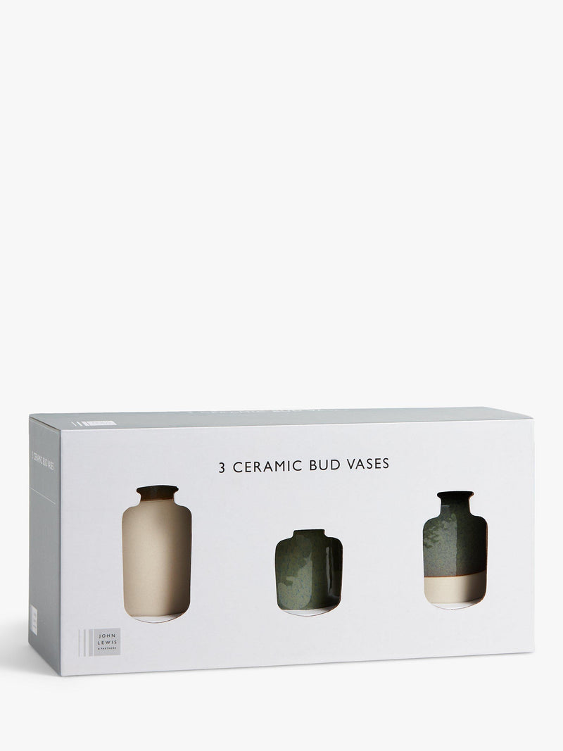 John Lewis set of three green bud vases (British brand)