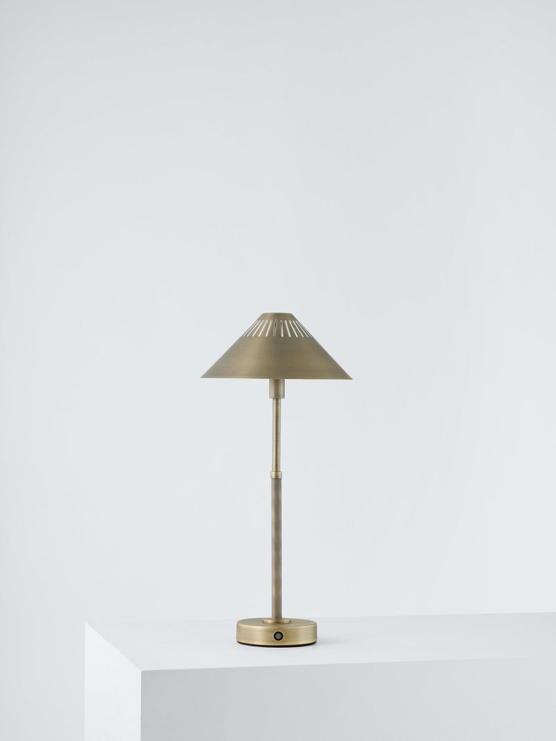 John Lewis Talbot rechargeable LED table lamp brass, imported from the UK