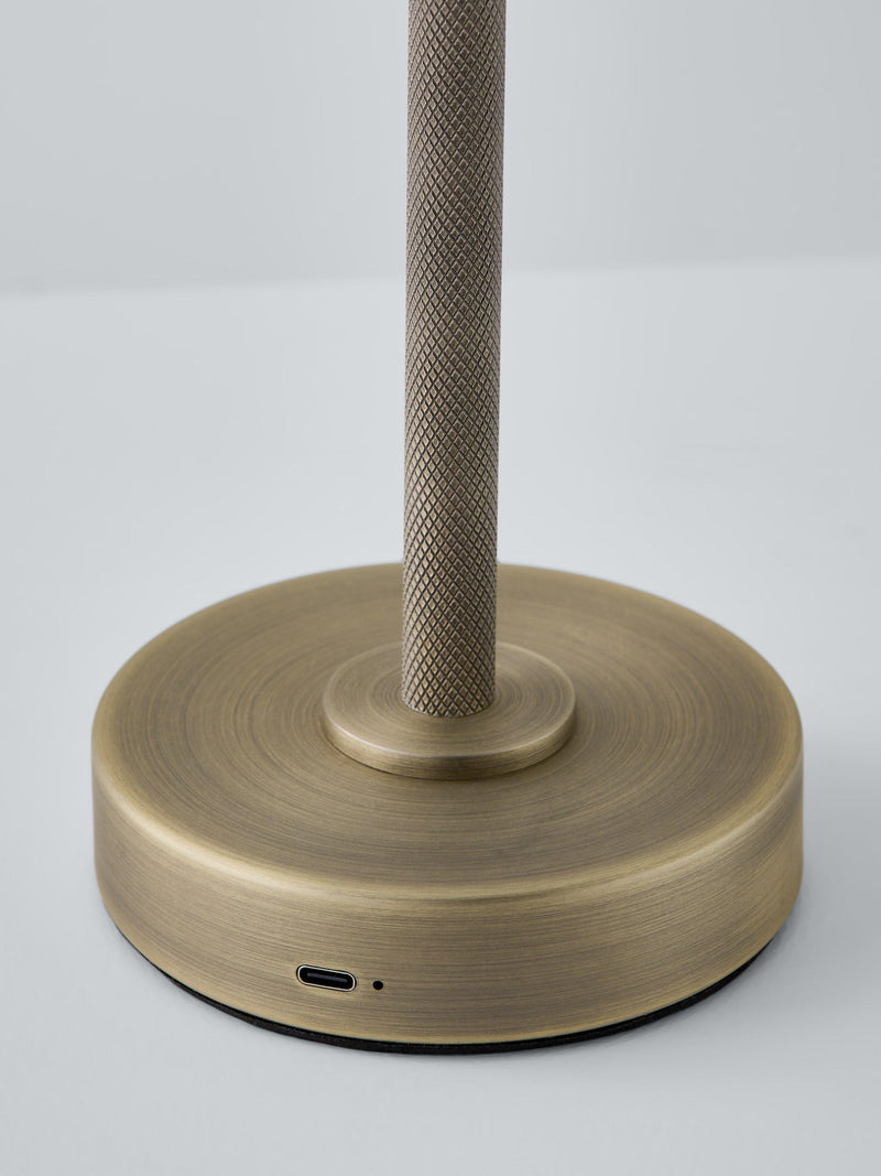 John Lewis Talbot rechargeable LED table lamp brass, imported from the UK