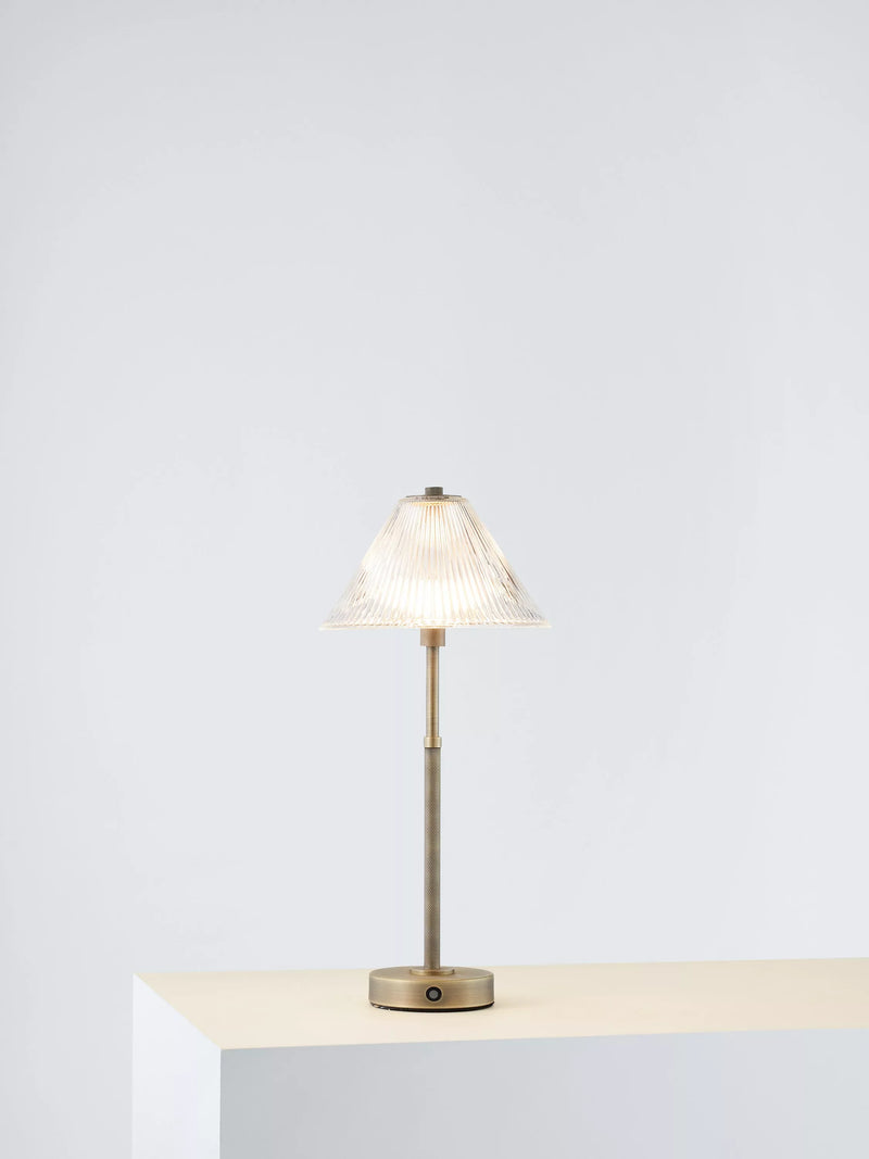 John Lewis rechargeable glass LED lamp brass finish small - British product