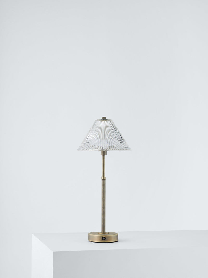 John Lewis rechargeable glass LED lamp brass finish small - British product