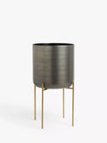 John Lewis large indoor iron planter grey brass stand, imported from the UK