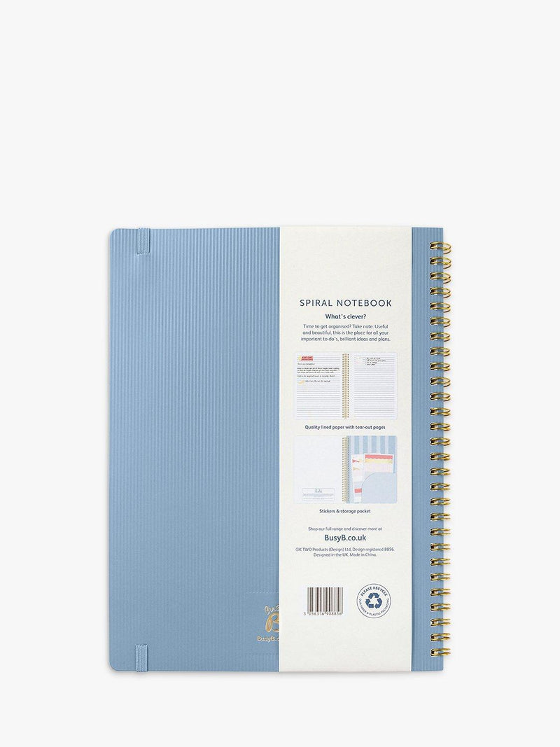 Busy B Stripes notebook blue spiral bound, UK version