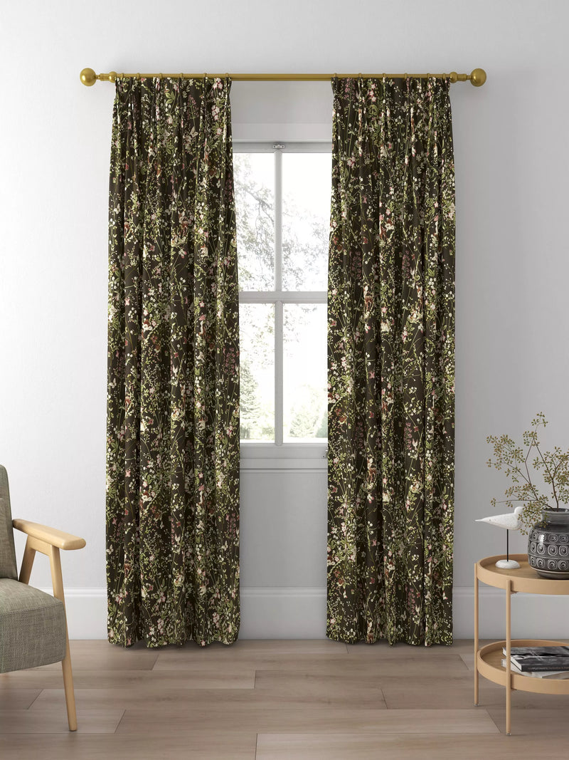 Disney Home x Sanderson Bambi print curtain fabric chocolate 139cm - British product