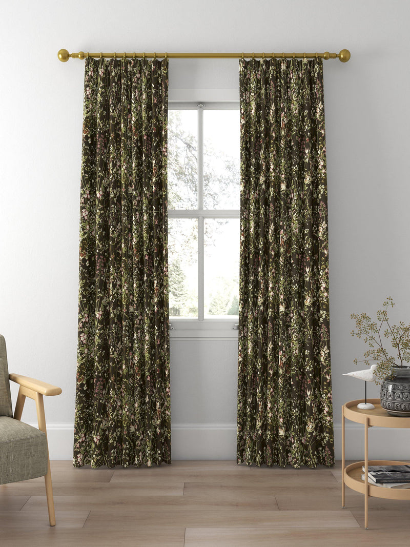 Disney Home x Sanderson Bambi print curtain fabric chocolate 139cm - British product
