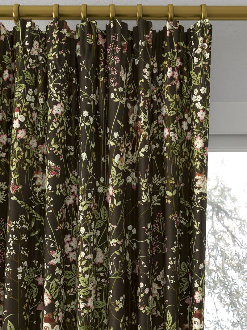 Disney Home x Sanderson Bambi print curtain fabric chocolate 139cm - British product