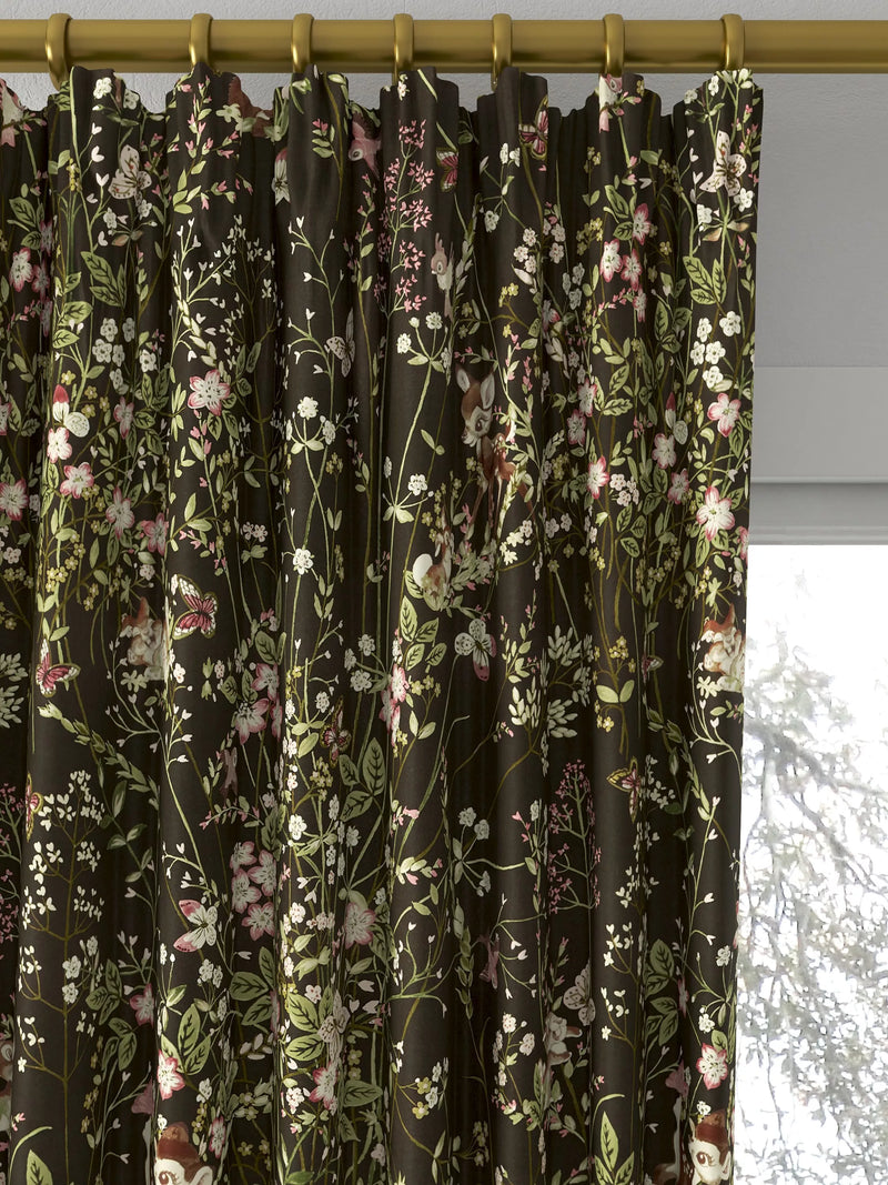 Disney Home x Sanderson Bambi print curtain fabric chocolate 139cm - British product