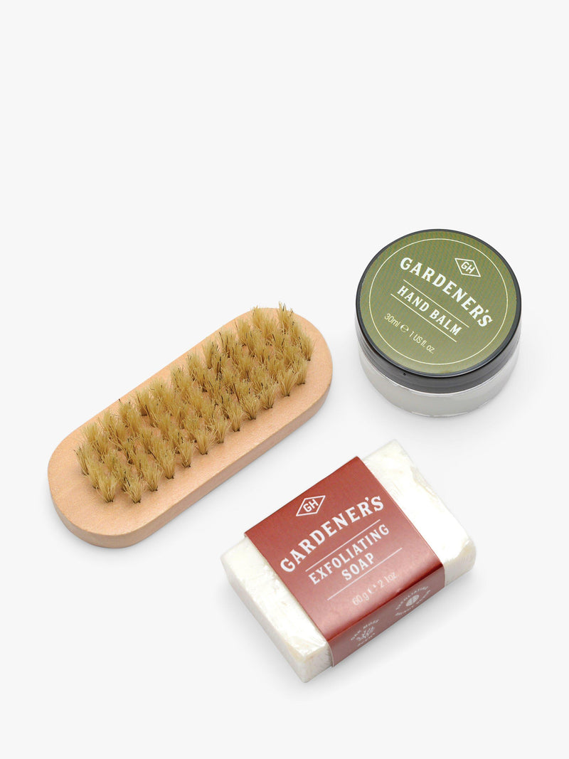 Gentlemen's Hardware gardening hand care kit with nail brush, soap, and balm, UK version