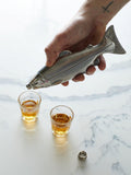 Gentlemen's Hardware fish-shaped stainless steel hip flask in silver, UK version