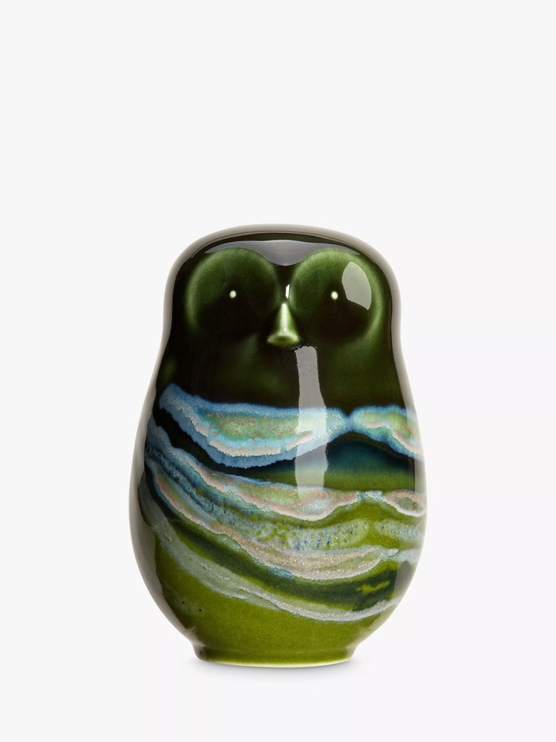 Poole Pottery green earthenware owl H12.5cm (British brand)