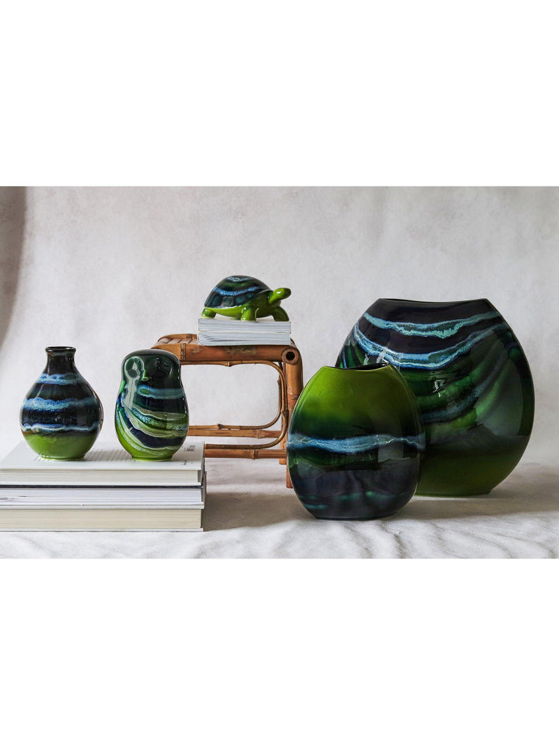 Poole Pottery green earthenware owl H12.5cm (British brand)