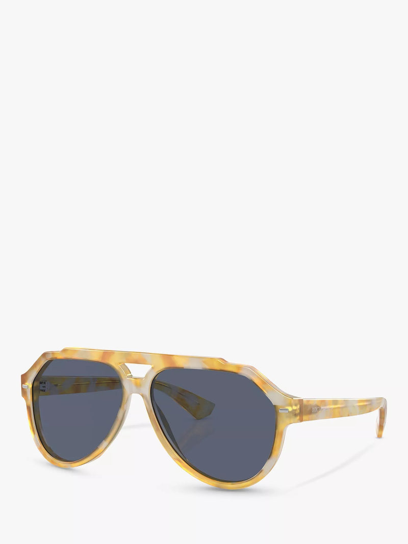 Dolce & Gabbana men's aviator sunglasses yellow tortoise and blue, imported from the UK