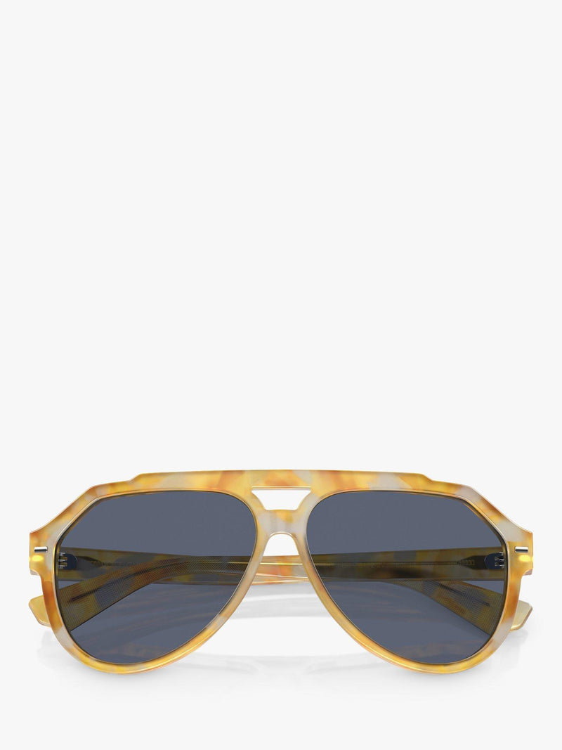 Dolce & Gabbana men's aviator sunglasses yellow tortoise and blue, imported from the UK