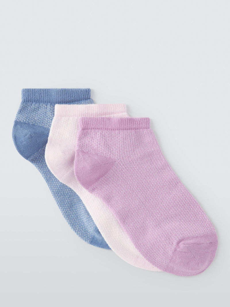 John Lewis trainer socks pack of 3 organic cotton rich, imported from the UK