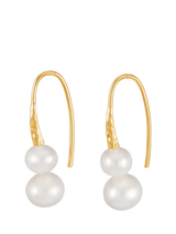 John Lewis Dower & Hall Timeless Freshwater Pearl Duo Drop Earrings, Gold- Buy online at McGrocer