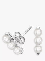 John Lewis Dower & Hall Timeless Pearls Triple Pearl Bar Stud Earrings- Buy online at McGrocer