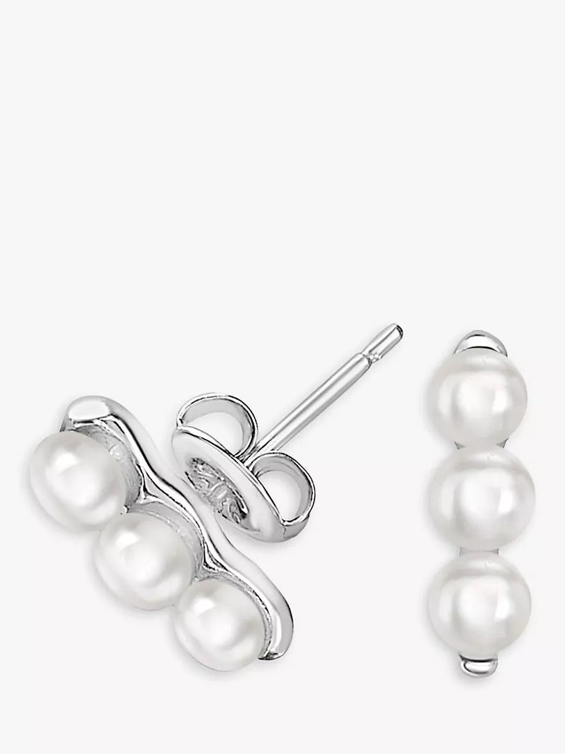 Dower & Hall triple pearl stud earrings (British brand)
