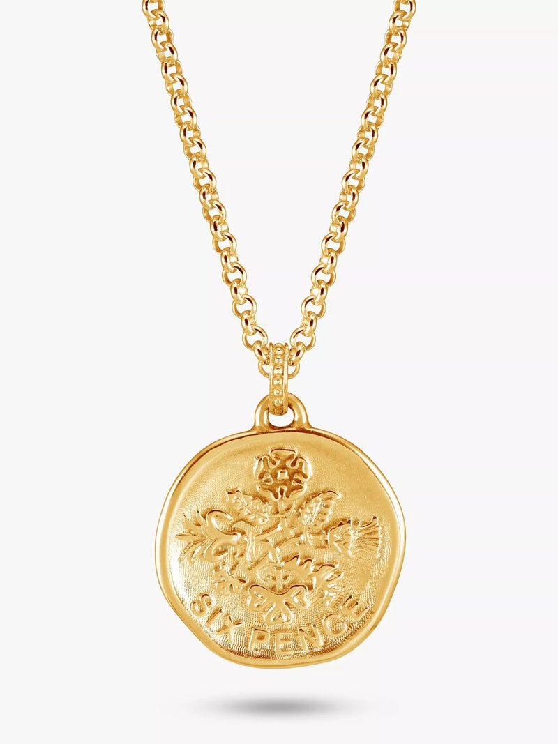 Dower & Hall pendant necklace with lucky sixpence, imported from the UK