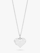 John Lewis Dower & Hall Treasured Heart Locket on Millie-Grain Textured Chain 46cm- Buy online at McGrocer