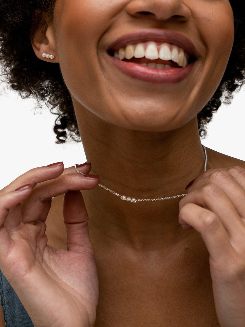 Dower & Hall silver pearl pendant necklace 46cm chain - British product